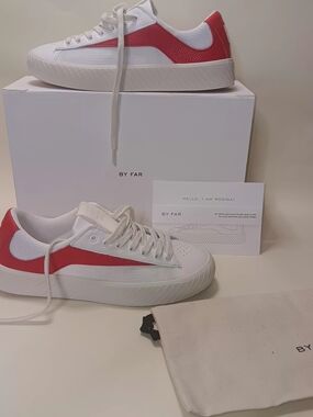 BY FAR White Sneakers with Red Accent